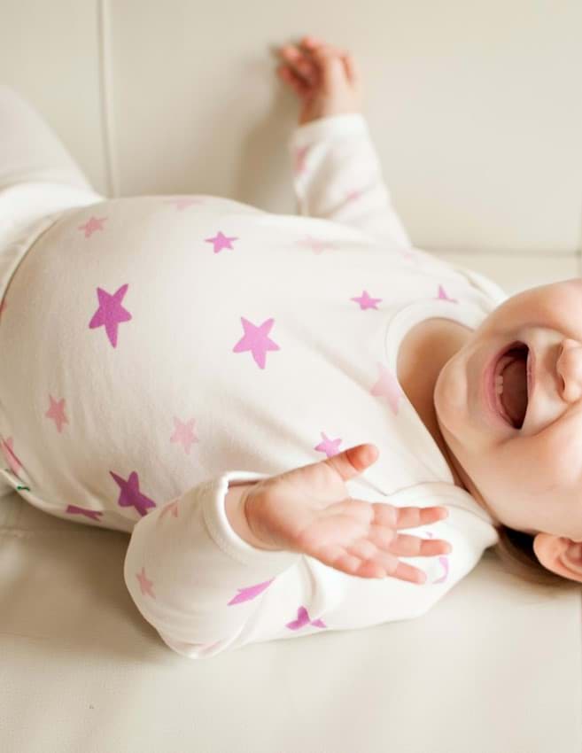 Pink Star Uzun Kollu Kız Bebek Body resmi